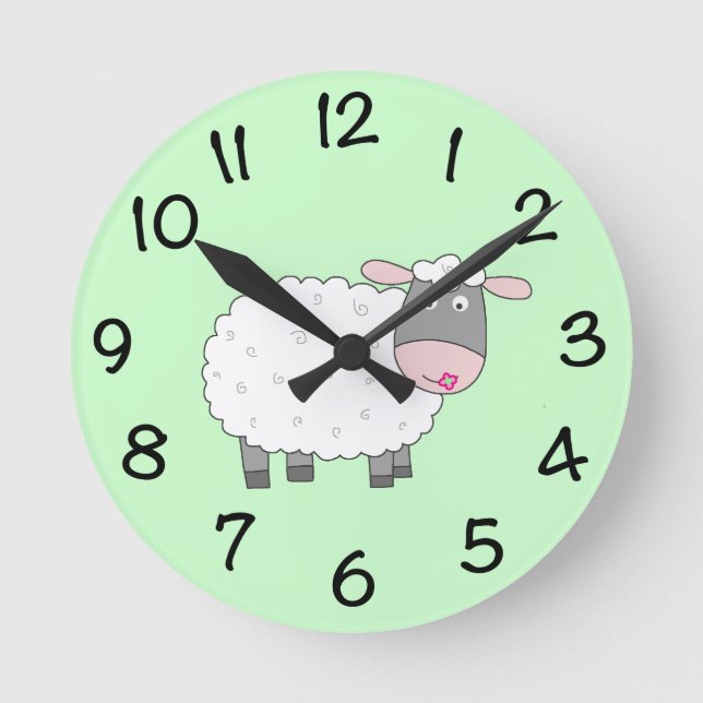 Daisy Sheep Round Clock (Front)