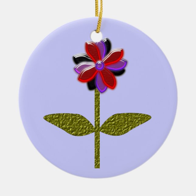 Daisy Shining Plastic Custom Birthday Ceramic Tree Decoration (Front)