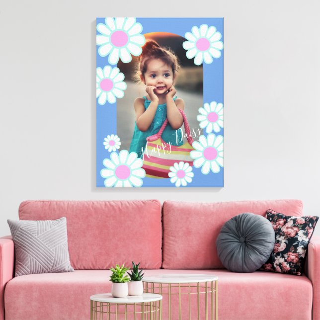 Daisy Simple Blue Photo Canvas Print (Insitu(LivingRoom))