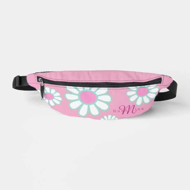 Daisy Simple Monogram Pink Bum Bags (Front)