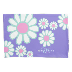 Daisy Simple Monogram Purple Pillowcase
