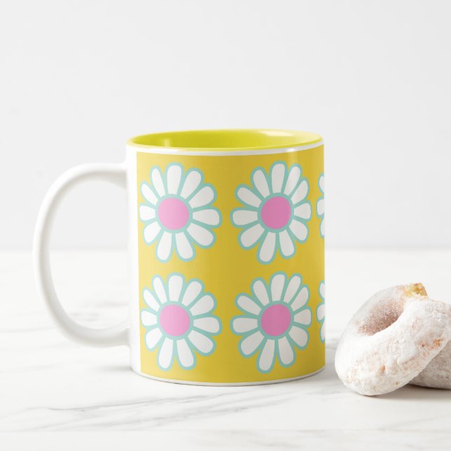 Daisy Simple Mustard Two-Tone Coffee Mug (With Donut)