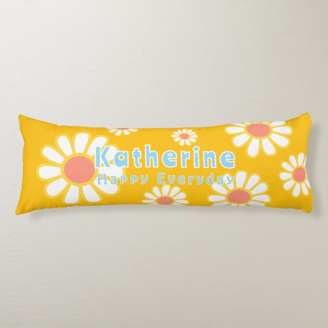 Daisy Simple Orange Yellow Body Cushion (Front)