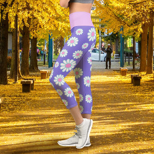Daisy Simple Purple Capri Leggings