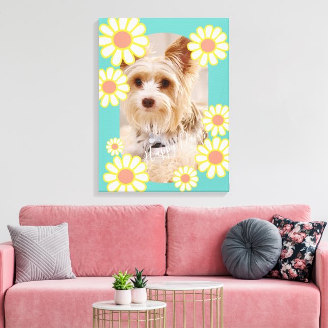 Daisy Simple Teal Photo Canvas Print (Insitu(LivingRoom))