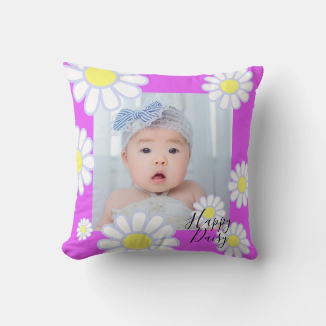 Daisy Simple Violet Photo Cushion (Front)