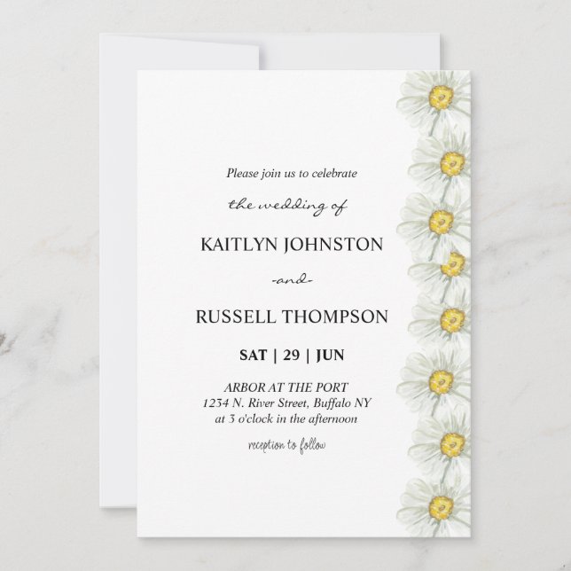 Daisy Simple Wedding Invitation (Front)