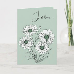 Daisy Sketch On Green Thinking of You Card