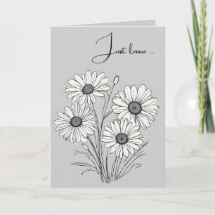 Daisy Sketch On Grey Thinking of You Card