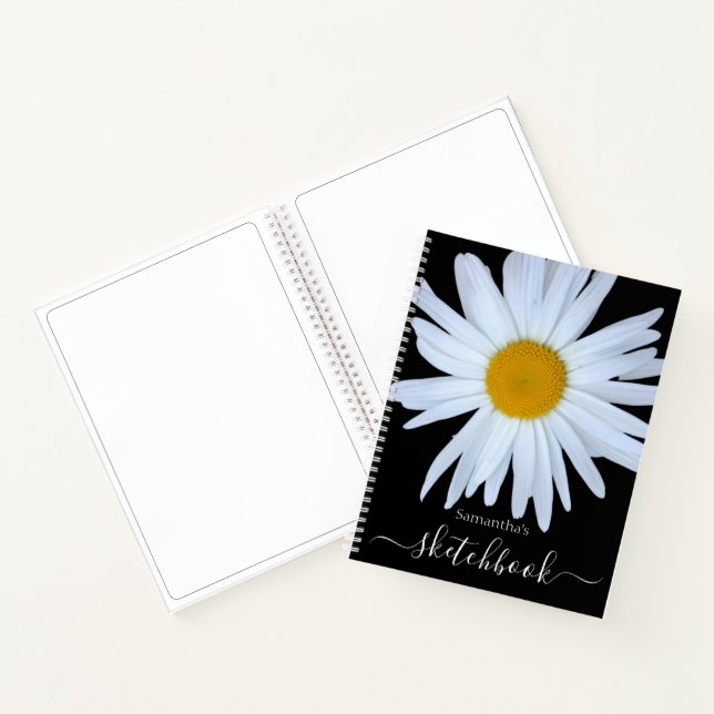 Daisy Sketchbook Black White Script Notebook (Inside)