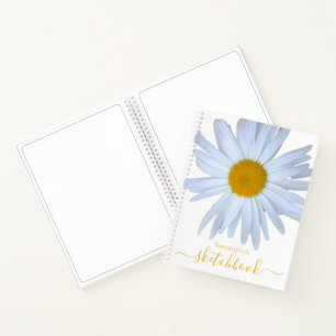 Daisy Sketchbook White Yellow Script Notebook