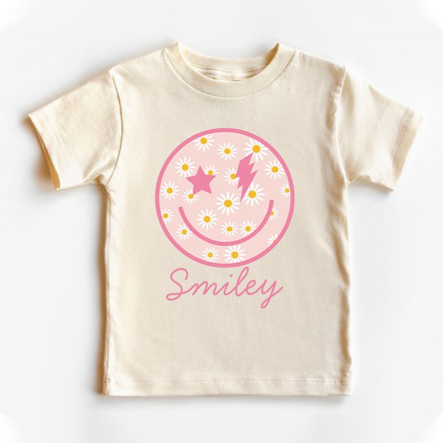 Daisy Smiley Face Graphic Pastel Pink  Baby T-Shirt (Daisy Smiley Face Graphic Pastel Pink Baby T-Shirt)