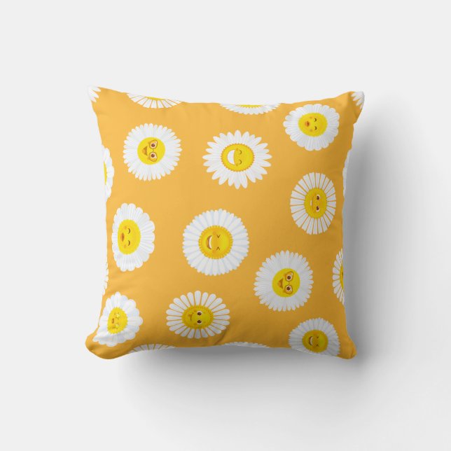 Daisy Smiley Faces Cushion (Front)
