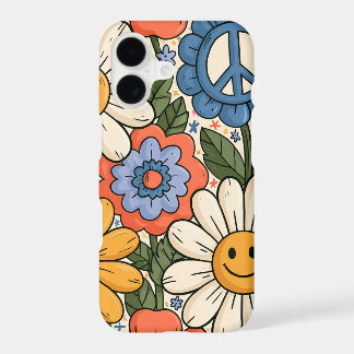 Daisy Smiley Peace Sign Retro Floral Phone Case