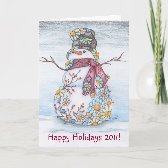 Daisy Snowman 2011 Greeting Card (Front)