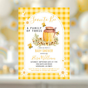 Daisy Soon to Bee a Family of 3 Baby Shower Invitation