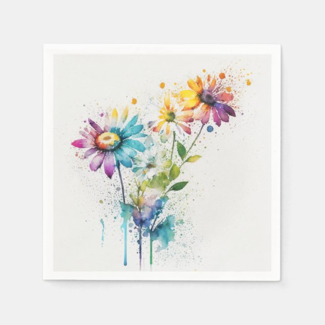 Daisy Spatter, vivid colours,  Napkin (Front)
