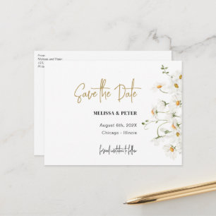 Daisy spring blooms save the date postcard