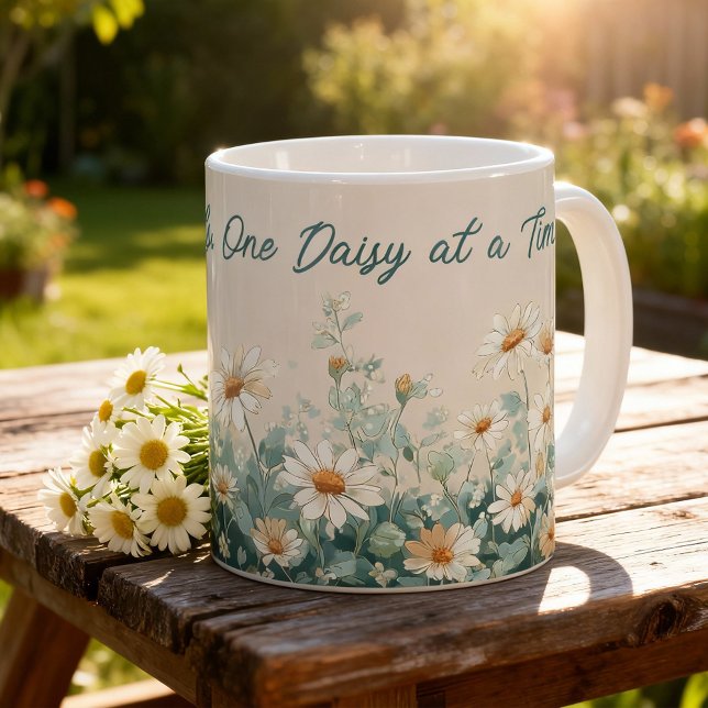 Daisy Spring Floral Teacher Appreciation Script Coffee Mug (Creator Uploaded)