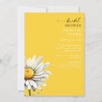Daisy Stem Spring Yellow Bridal Shower Invitation