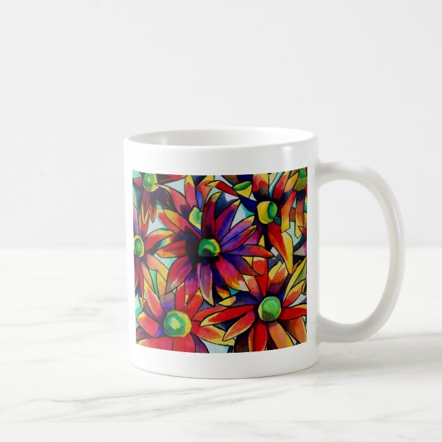 Daisy Straw multicoloured wildflowers art Coffee Mug (Right)