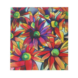Daisy Straw multicoloured wildflowers art Notepad