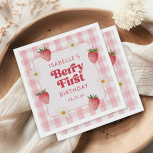 Daisy Strawberry Berry First 1st Birthday Napkin