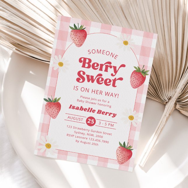 Daisy Strawberry Berry Sweet Baby Girl Shower Invitation (Creator Uploaded)