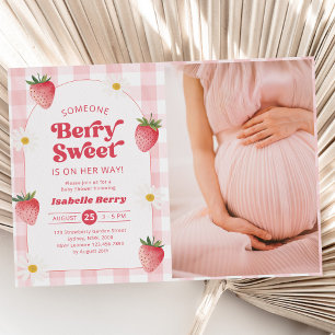 Daisy Strawberry Berry Sweet Baby Shower Photo Invitation
