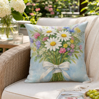 Daisy Summer Bouquet Floral Cushion