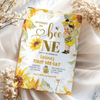 Daisy Sunflower Blonde Girl First Bee-Day Birthday