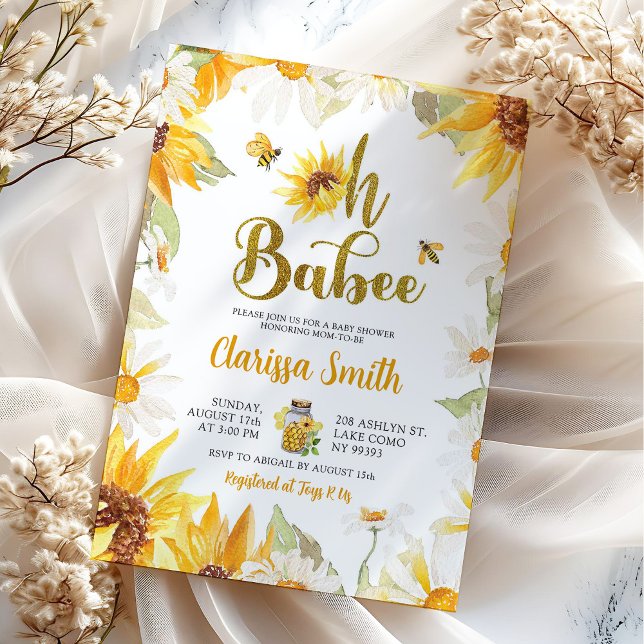 Daisy Sunflower Summer Bee Baby Shower Invitation (Creator Uploaded)