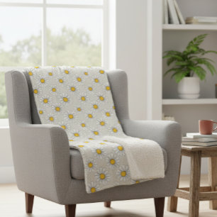 Daisy Swaddle Blanket, Baby Blanket, Floral Sherpa Blanket