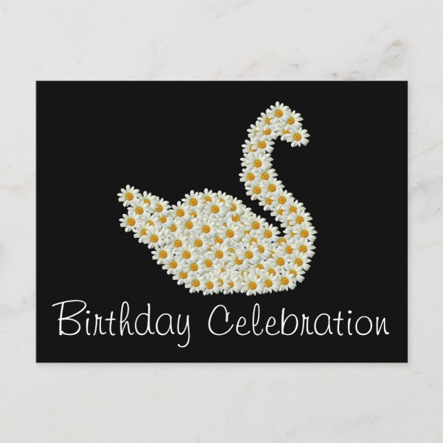 Daisy Swan Birthday Celebration Invitation (Front)