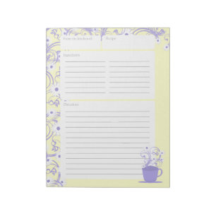Daisy Tea Party Recipe Pages Notepad