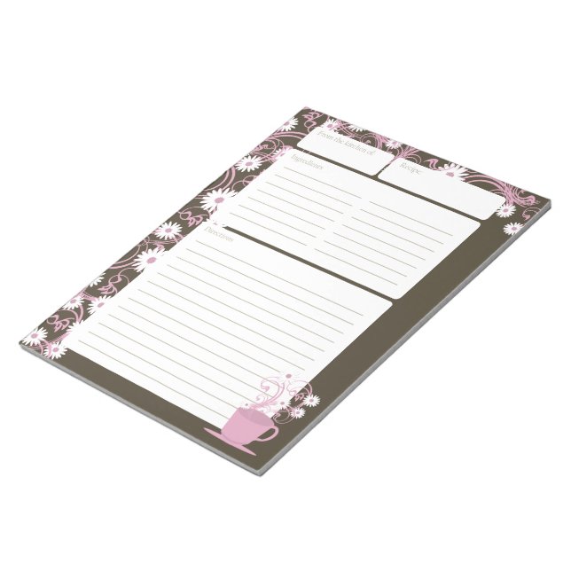 Daisy Tea Party Recipe Pages Notepad (Angled)