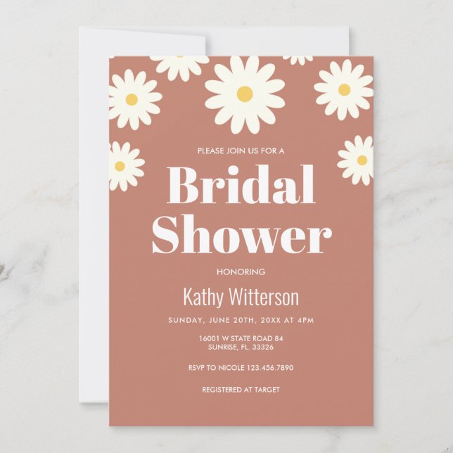 Daisy Terracotta Bridal Shower Invitation (Front)