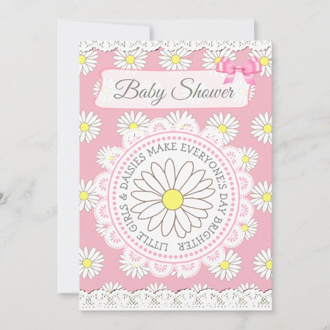 Daisy Themed Girl's Baby Shower Invitation (Front)