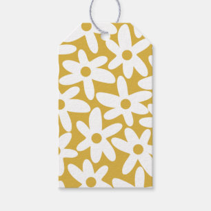 Daisy Time Cute Retro Modern Flowers in Mustard Gift Tags