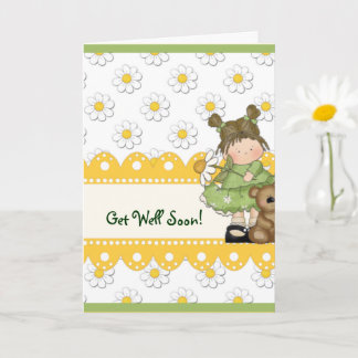 Daisy Toddler and Teddy Get Well Card