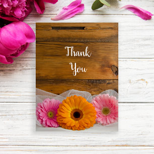 Daisy Trio Country Wedding Thank You Postcard