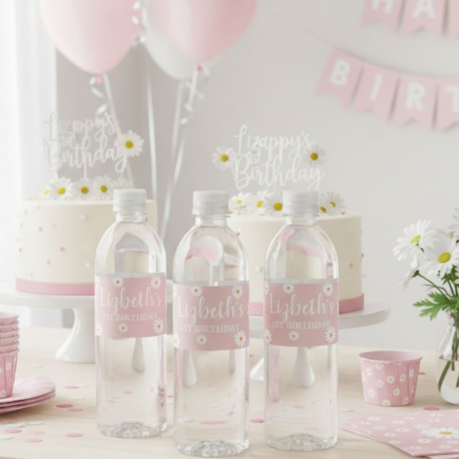 Daisy Water Bottle Labels, Floral Birthday Party Label (Creator Uploaded)