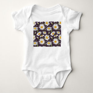 Daisy Watercolor: Dark Floral Seamless Baby Bodysuit