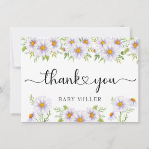 Daisy Watercolor Floral Thank You Card