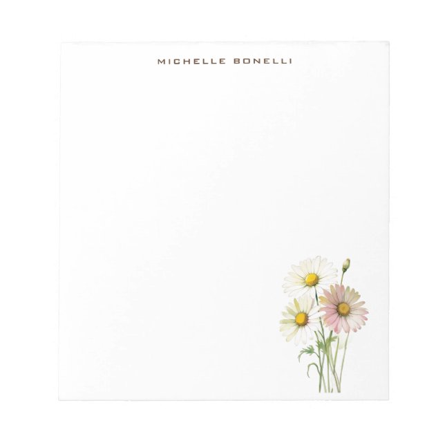 Daisy Watercolor Flower Modern Professional Notepad (Front)