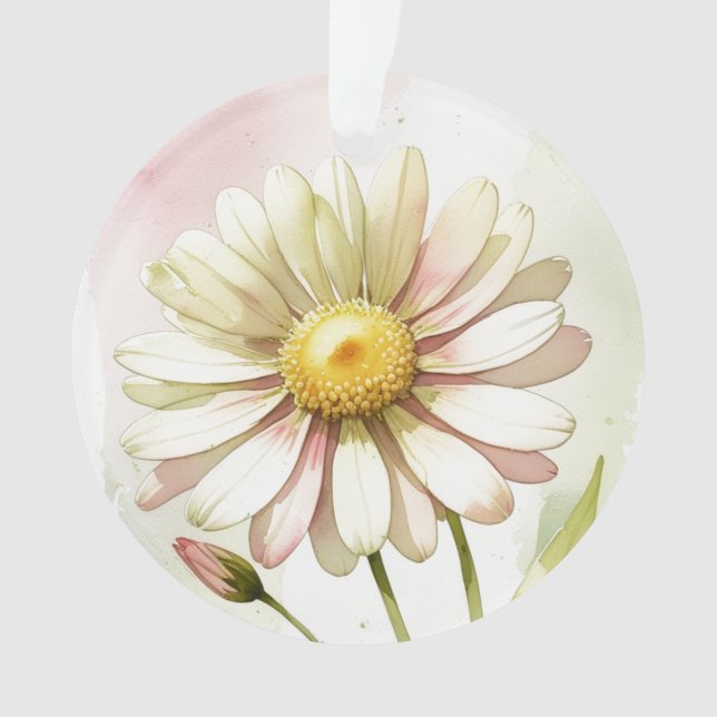 Daisy Watercolor Flower Modern Professional Ornament (Front)