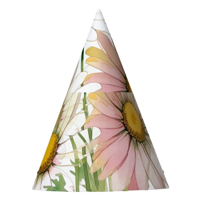 Daisy Watercolor Flower Modern Professional Party Hat (Front)