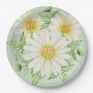 Daisy Watercolor Flowers Paper Plates