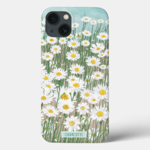 Daisy Watercolor Girly Floral Personalised Name iPhone 13 Case