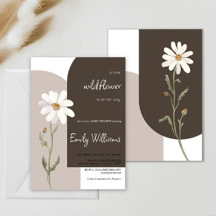 Daisy watercolor minimalistic baby shower invitation